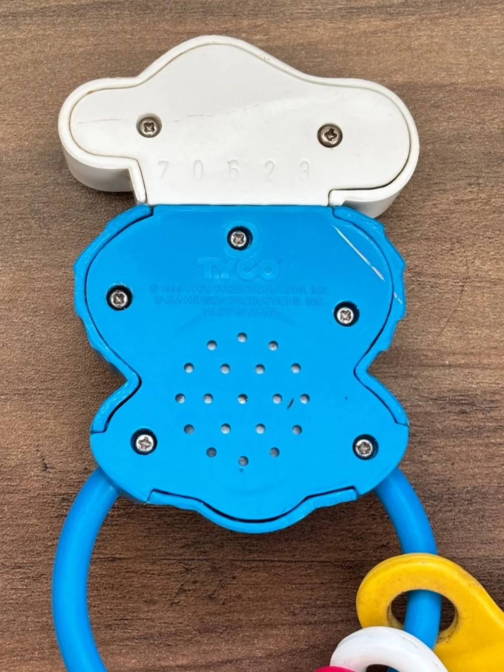 VINTAGE Sesame Street Cookie Monster Baby Rattle Teether Activity Toy Tyco 1995